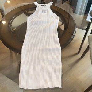 New Look White Ribbed Midi Dress